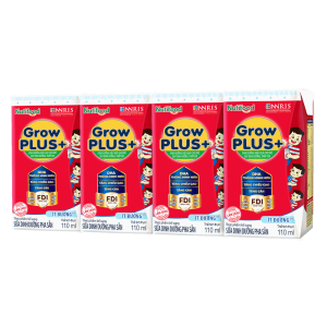 Sữa BPS Nutifood Grow PLUS+ Ít đường 110ml cho bé trên 1 tuổi (lốc 4 hộp)