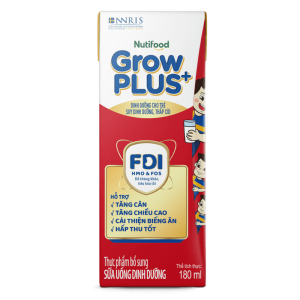 Sữa BPS Nutifood Grow PLUS+ Có đường 180ml cho bé trên 1 tuổi (lốc 4 hộp)