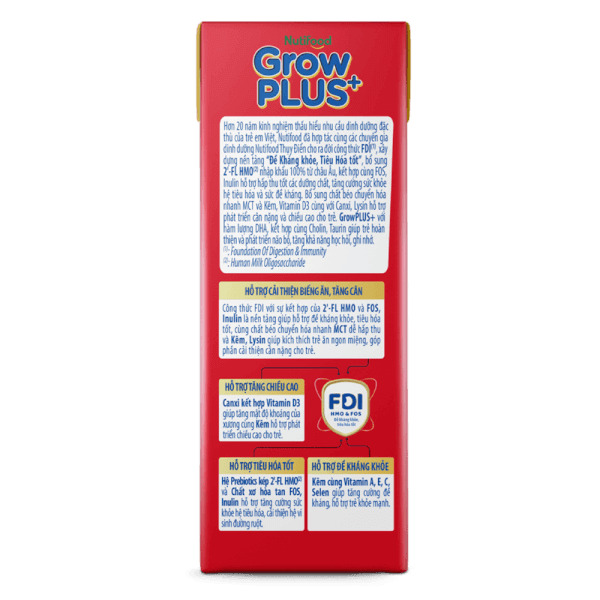 Sữa BPS Nutifood Grow PLUS+ Có đường 180ml cho bé trên 1 tuổi (lốc 4 hộp)